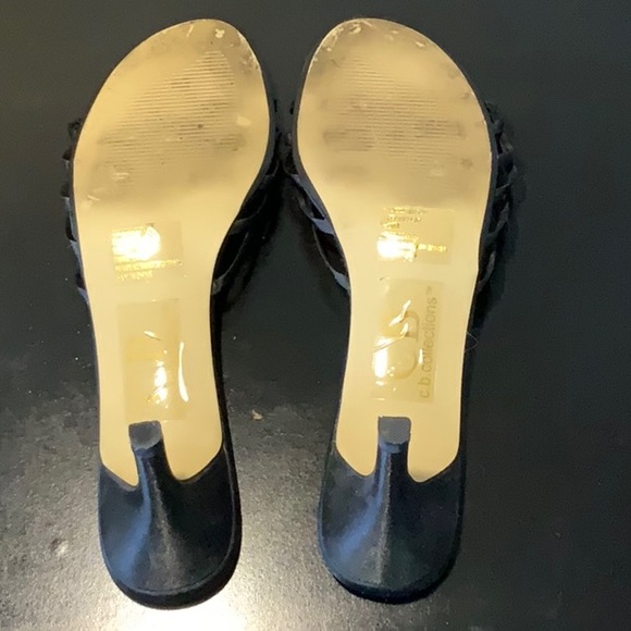 CB Collections backless rhinestone bow heel, Sz 10M - Picture 3 of 4